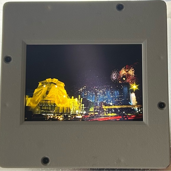 MGM Grand Las Vegas Old Entrance Fireworks Rare Collectible Photo Film Slide - Picture 1 of 4